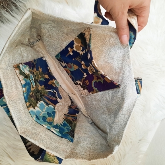 Vintage Handmade Fabric Bird Print Bag - Picture 4 of 4